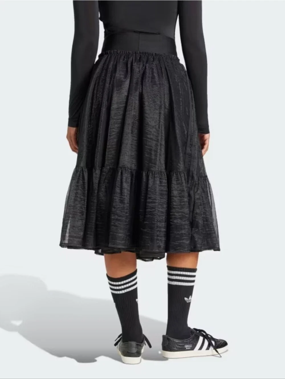 NWT Adidas Originals Waistband Tulle Maxi Skirt | Black, XL - Picture 6 of 9